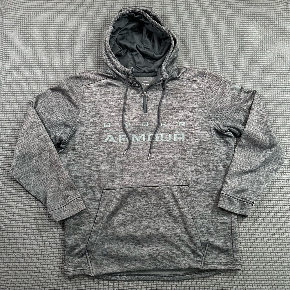 Under Armour Hoodie Gray Pullover Athletic Logo Sweatshirt Medium